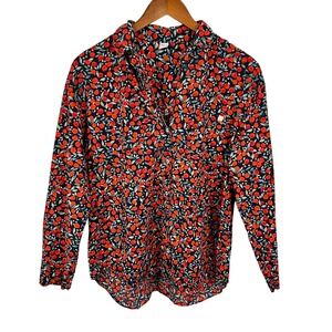 Old Navy Apple Berry Fruit Print Cotton Button Down Shirt Womens Small Teacher